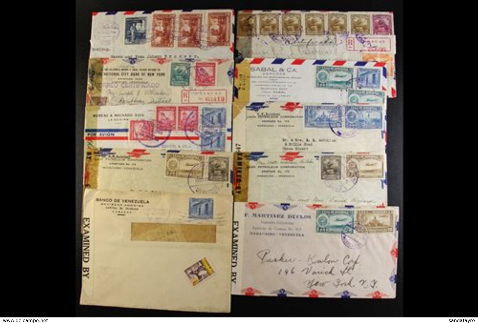 1940-1945 CENSORED COVERS. An Interesting Assembly Of Censored Commercial Chiefly Airmail Covers Mostly Addressed To USA - Venezuela