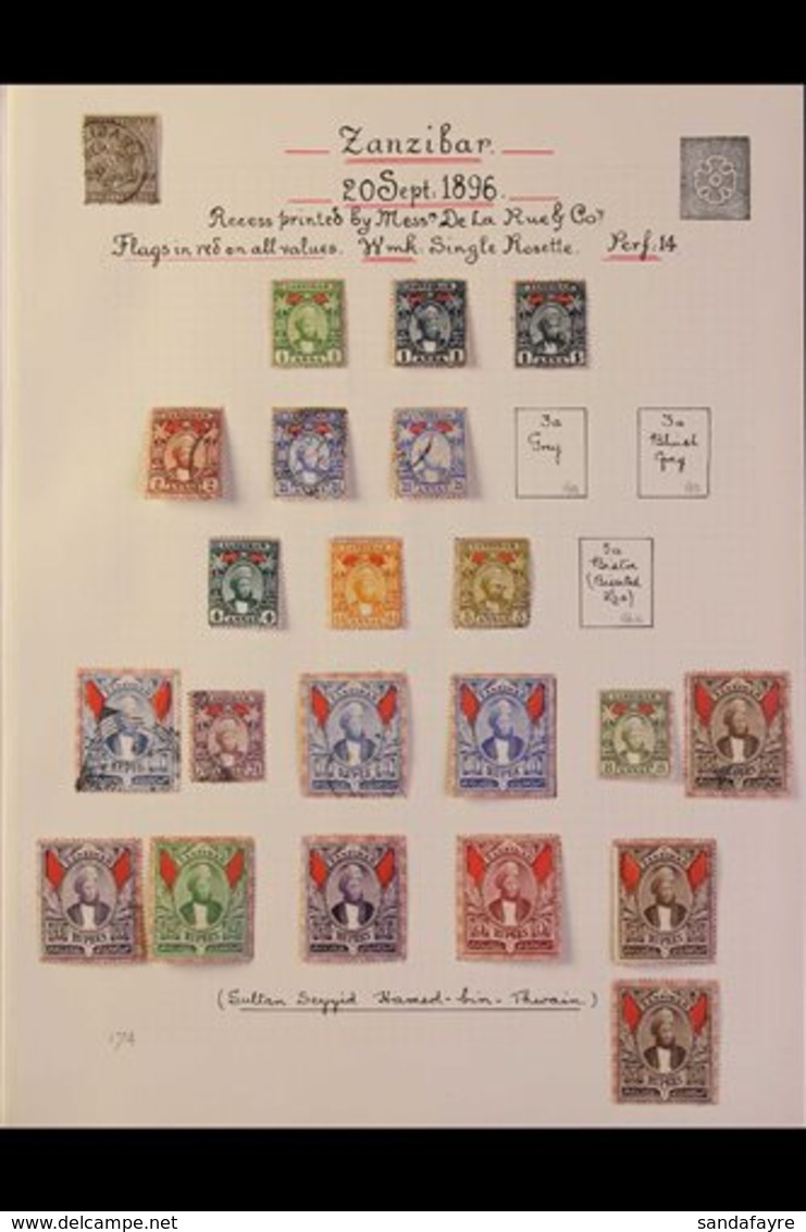 1895-1961 ATTRACTIVE COLLECTION On Leaves, Mint & Used, Includes 1896 Sultan Set (ex 3a) Mostly Mint Incl 1r (x3, One Mi - Zanzibar (...-1963)