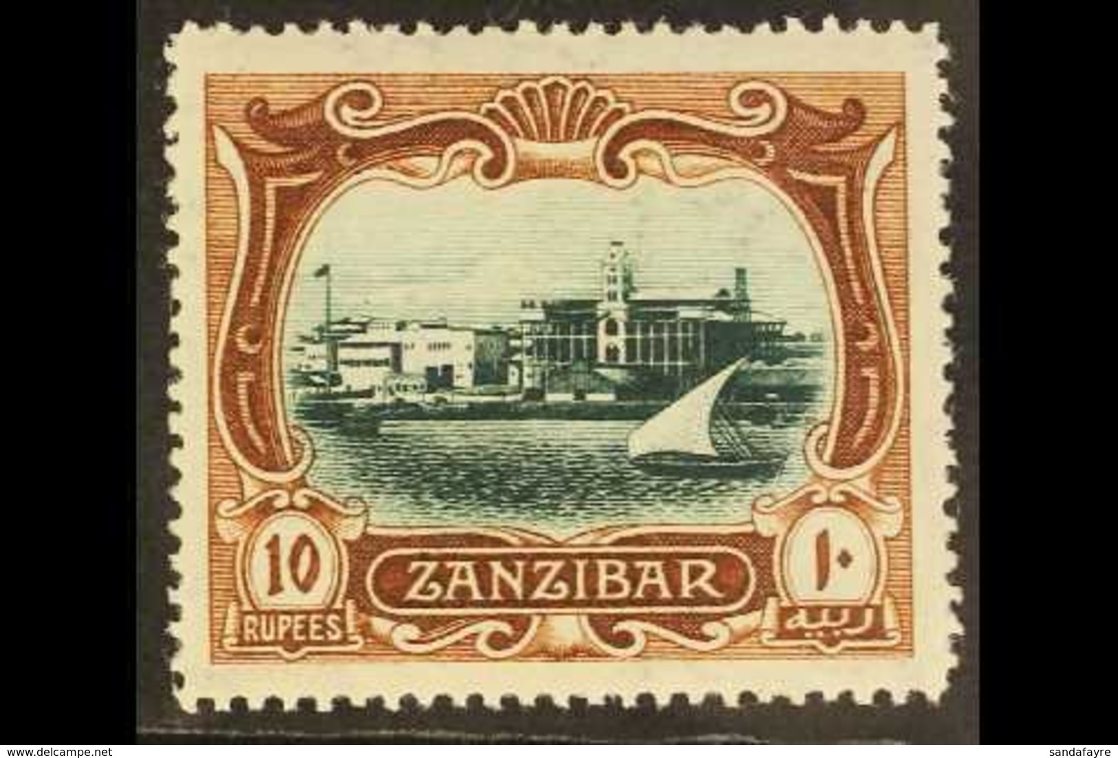 1908-09 10r Blue-green & Brown, Wmk Mult. Rosettes, SG 239, Very Fine Mint. For More Images, Please Visit Http://www.san - Zanzibar (...-1963)