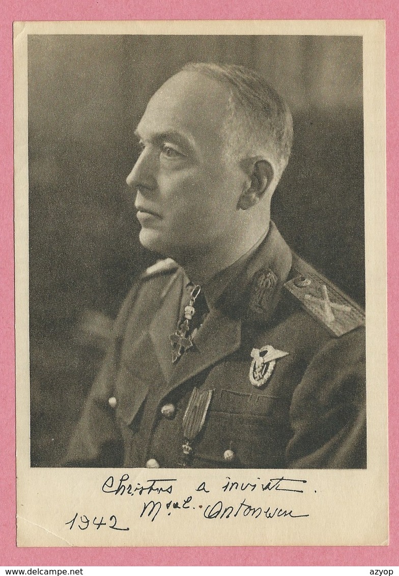 Général Allemand - Anton WEN - Carte Dos Blanc - 1942 - Voir Texte Au Dos - Oorlog 1939-45