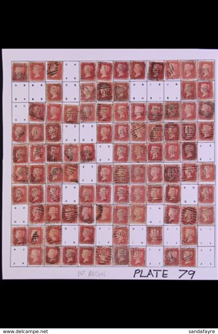 1864-79 PENNY RED PARTIAL PLATE RECONSTRUCTION PLATE 79 - A Partly Complete Used Reconstruction With 182 Of The 240 Chec - Other & Unclassified
