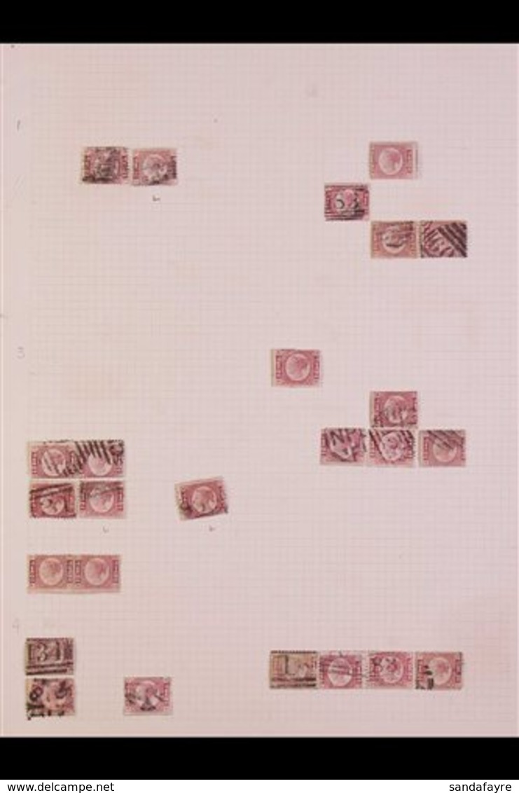 1870 ½d PLATE NUMBERS, Old Time Used Collection On Pages With Plate 1 (2), 3 (7), 4 (3), 5 (4), 6 (4), 8 (4), 10 (5), 11 - Other & Unclassified