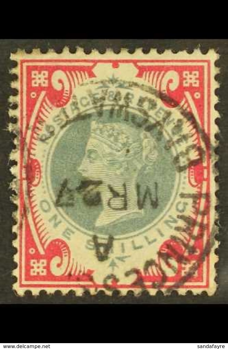 1900 1s Green And Carmine Jubilee, SG 214, Very Fine Used. Rather Scarce In This Condition. For More Images, Please Visi - Andere & Zonder Classificatie