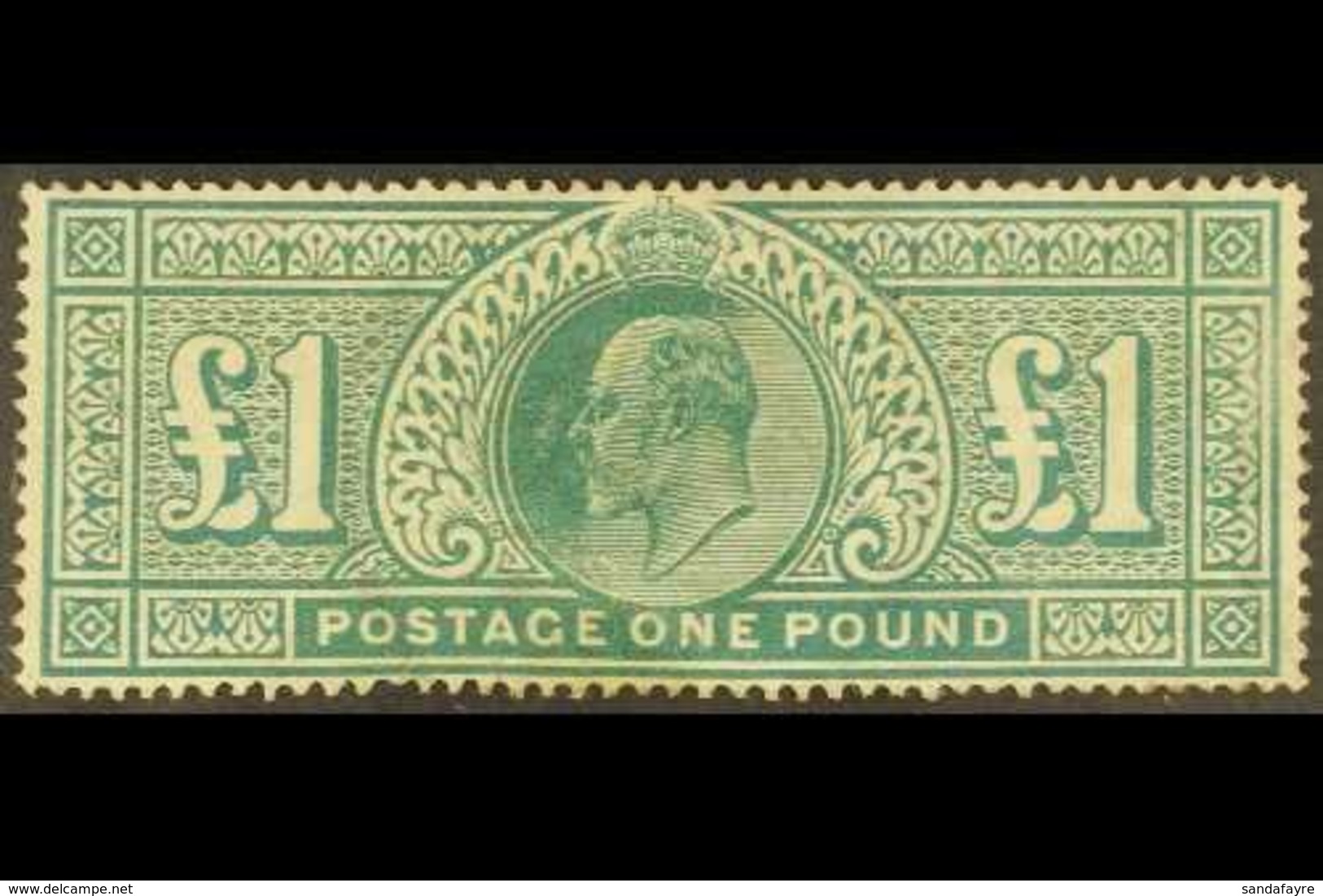 1902-10 £1 Dull Blue-green, SG 266, Mint, Part Original Gum, Faults Incl. Pressed Crease And Minor Surface Abrasion, Cat - Unclassified