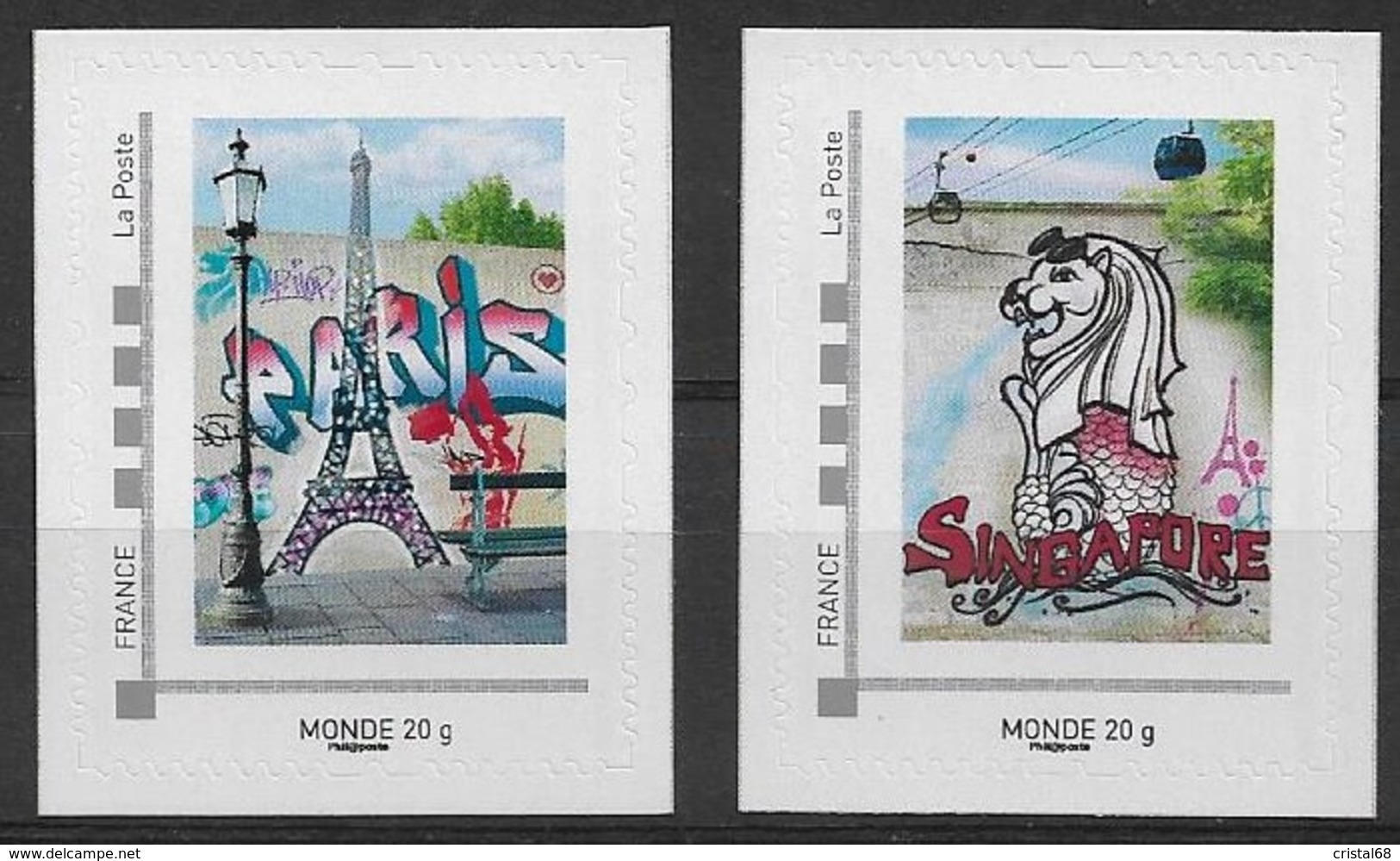 FRANCE 2015 Street Art - Emission Commune Avec Singapour - 2 Timbres Auto Adhésifs - Neufs - Emissions Communes