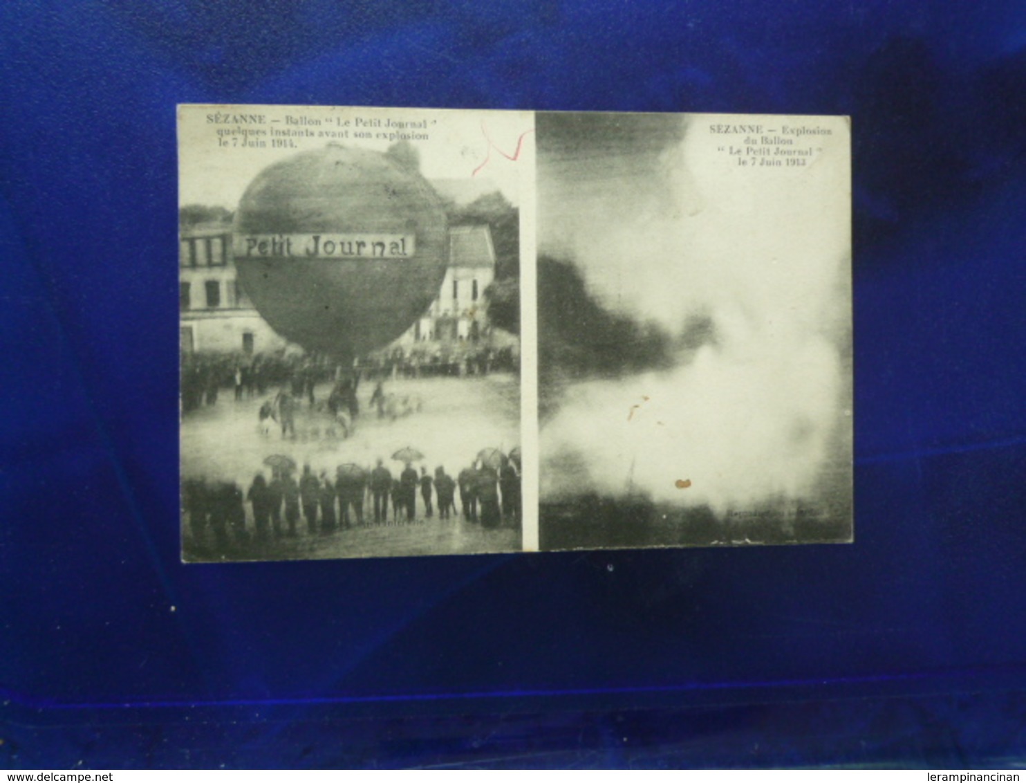 1914 SEZANNE BALLON LE PETIT JOURNAL AVANT ET APRES SON EXPLOSION LE 7 JUIN 1914  BON ETAT - Montgolfières