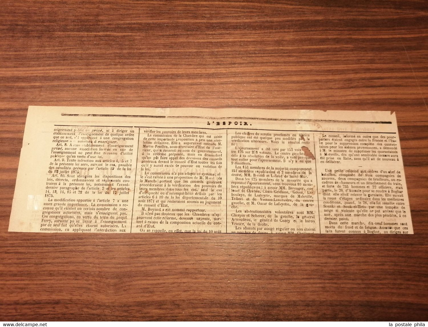 N°83, 1c Sage (2ex), Affr à 2c Sur Bandeau De Journal 'L'espoir De Rethel' Du 3.04.1879: Près Affranchissement Typo Pour - 1849-1876: Periodo Classico