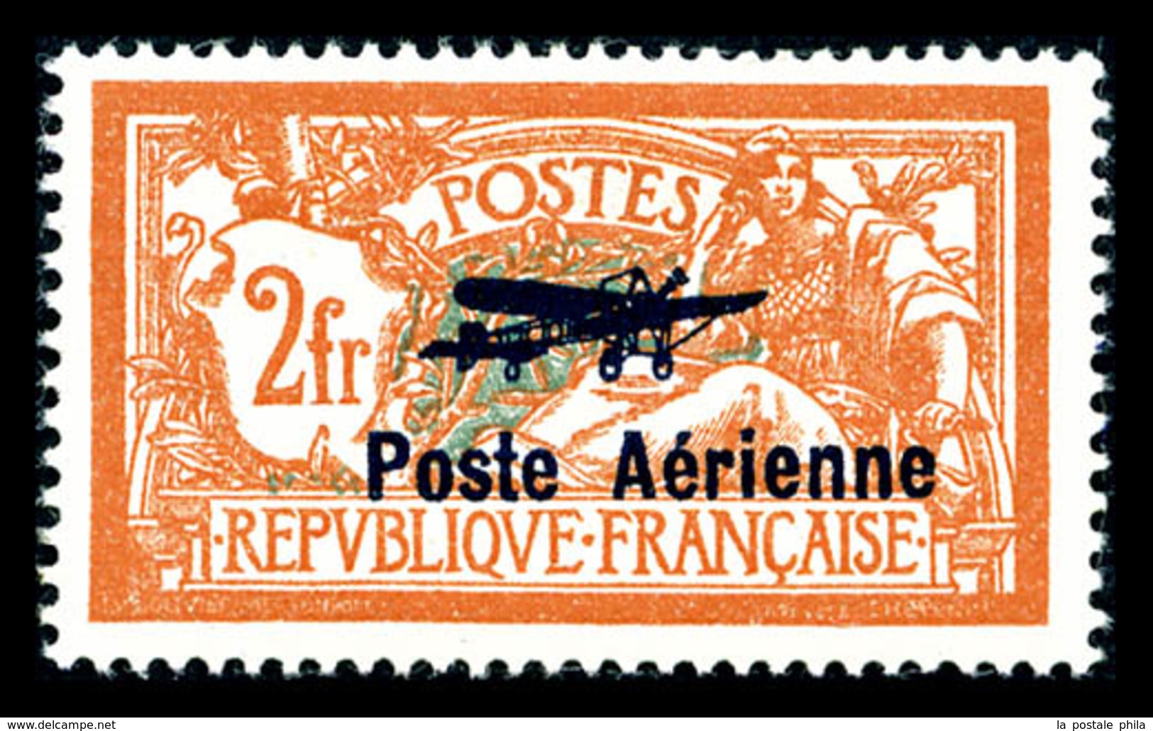 N°1a, Merson, 2F Orange Et Vert-bleu: Coin De L'écusson Cassé, Bon Centrage, SUP (certificat)  Qualité: *  Cote: 1400 Eu - 1927-1959 Mint/hinged
