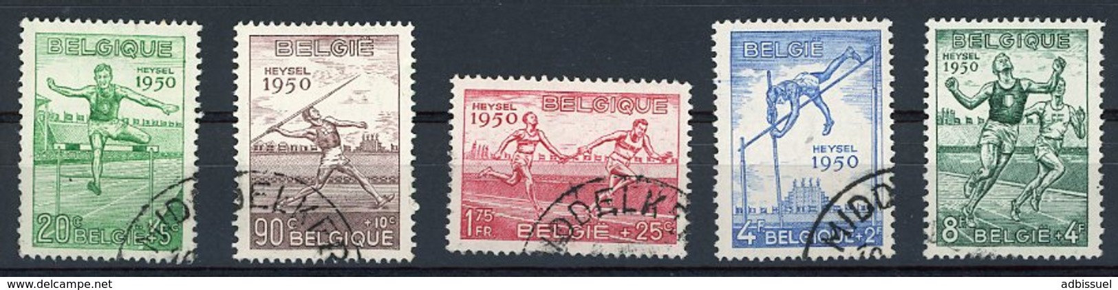 BELGIQUE 1950 N° 827 à 831. Oblitérés. Cote 55€. Championnats D'Europe D'athlétisme Au Heysel. - Gebruikt