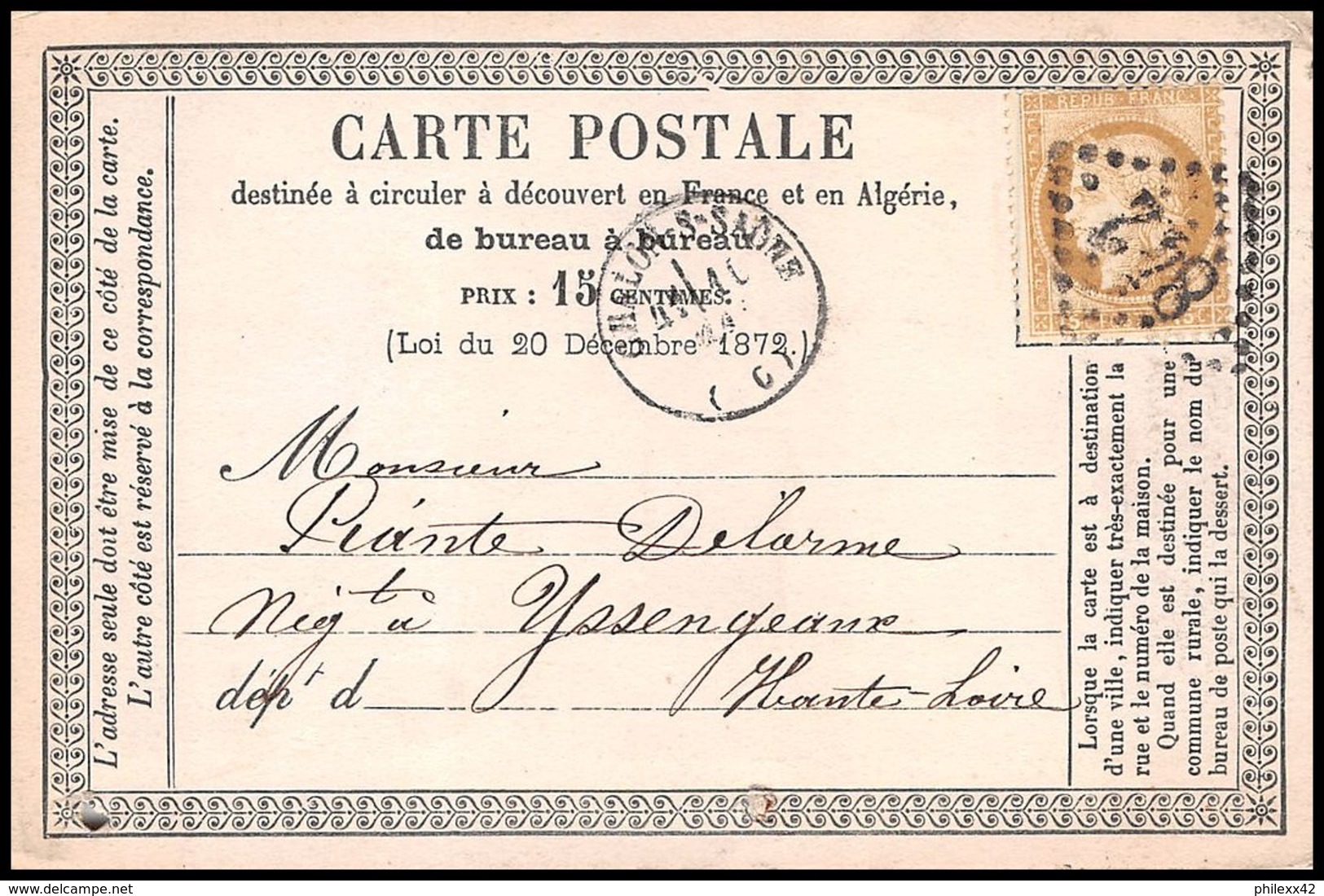 1298 Carte Postale (postcard) Précurseur N°55 GC 842 Chalon-sur-Saône Cères Pour Yssingeaux Haute Loire - Cartes Précurseurs