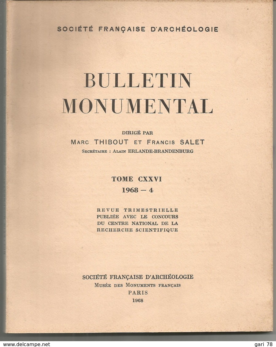 Société Française D'archéologie BULLETIN MONUMENTAL Tome CXXV- 1968 - 4  (126e Année) - Percevan
