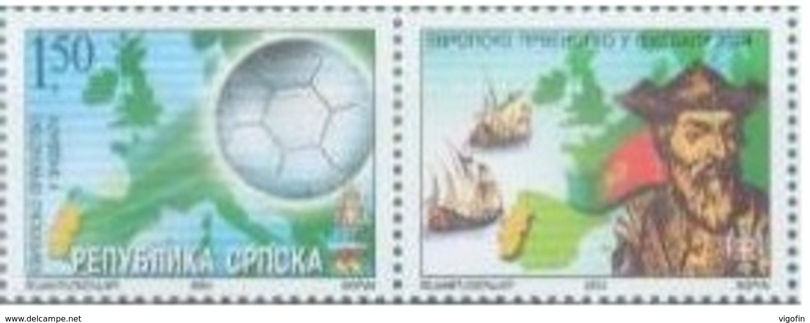 BHRS 2004 EU CUP FOOTBALL, BOSNA AND HERZEGOVINA, R.SRPSKA, 1 X 1v + Labels, MNH - Eurocopa (UEFA)