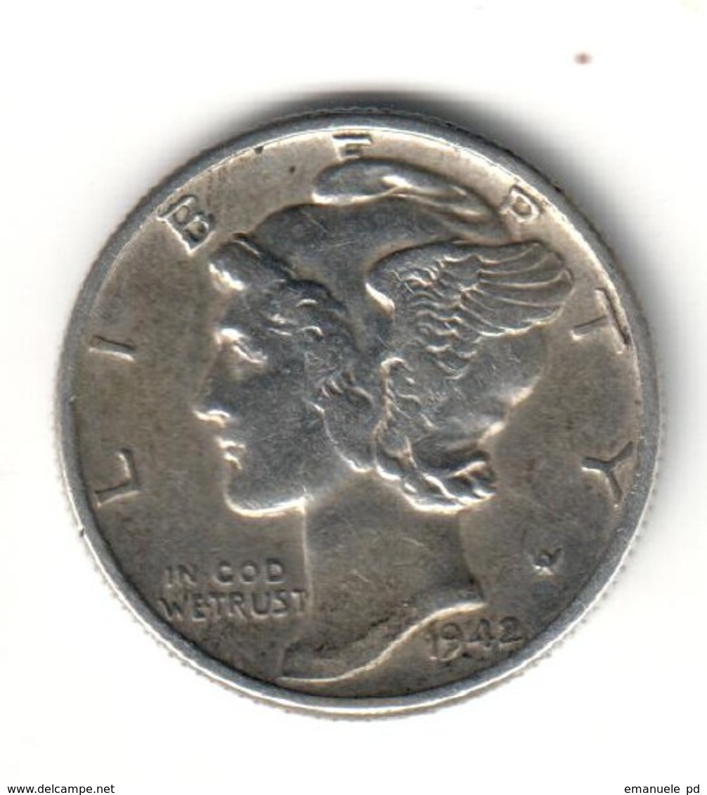 USA 10 Cent 1942 Silver - 1916-1945: Mercury