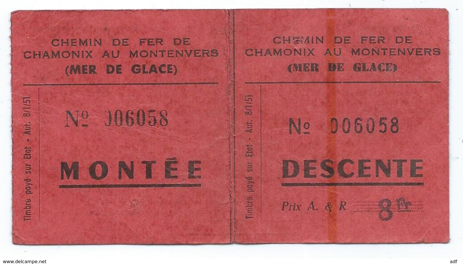 ANCIEN TICKET MONTEE ET DESCENTE CHEMIN DE FER DE CHAMONIX AU MONTENVERS ( MER DE GLACE ) - Europe