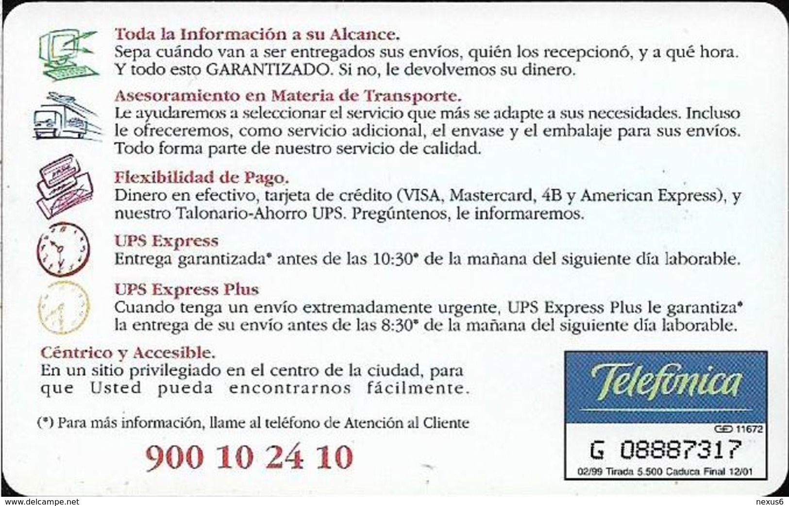 Spain - Telefonica - Club Express UPS - P-372 - 02.1999, 5.500ex, Used - Private Issues