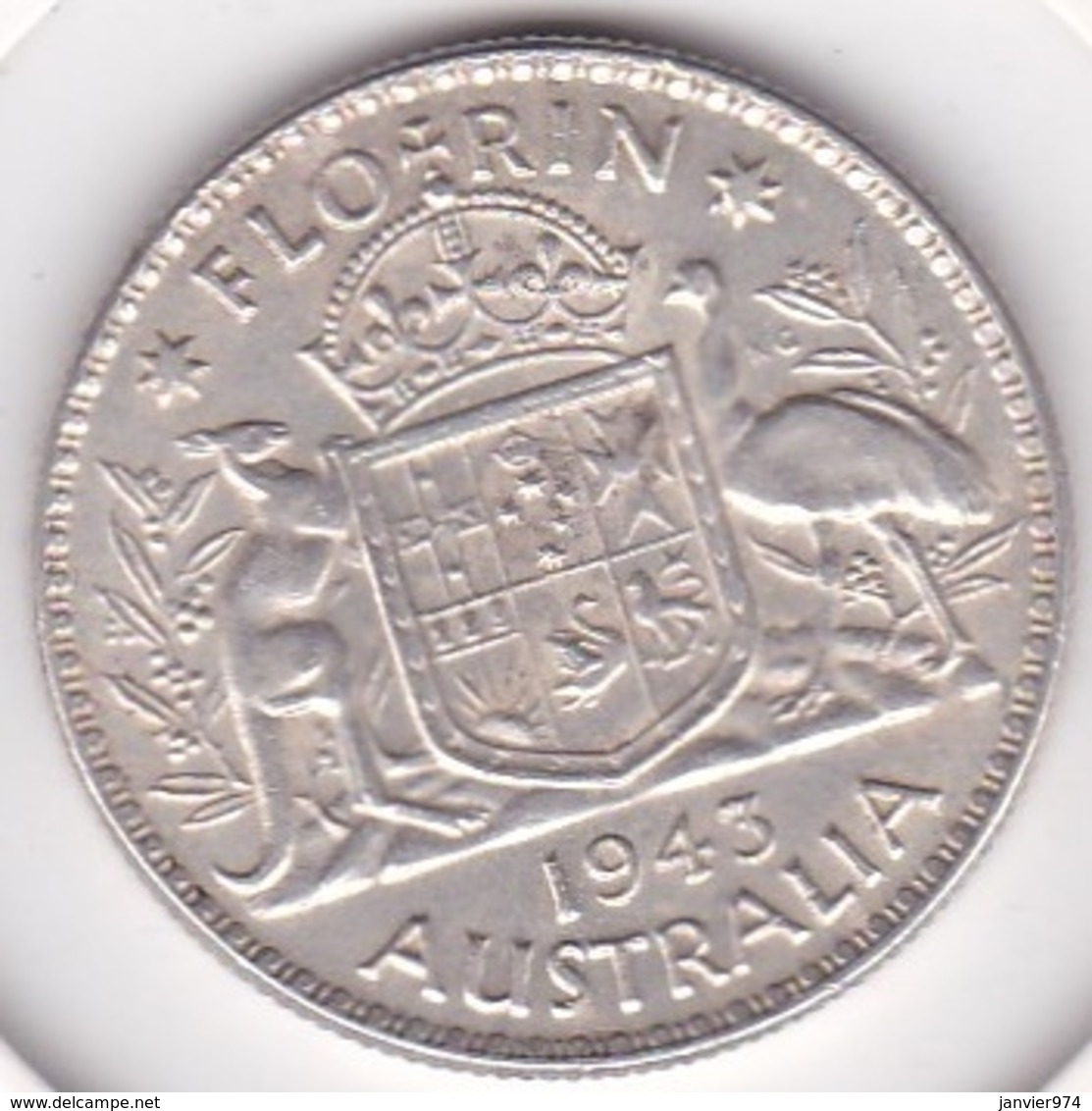 Australie, 1 Florin 1943 Melbourne, George VI, En Argent, KM# 40 - Florin