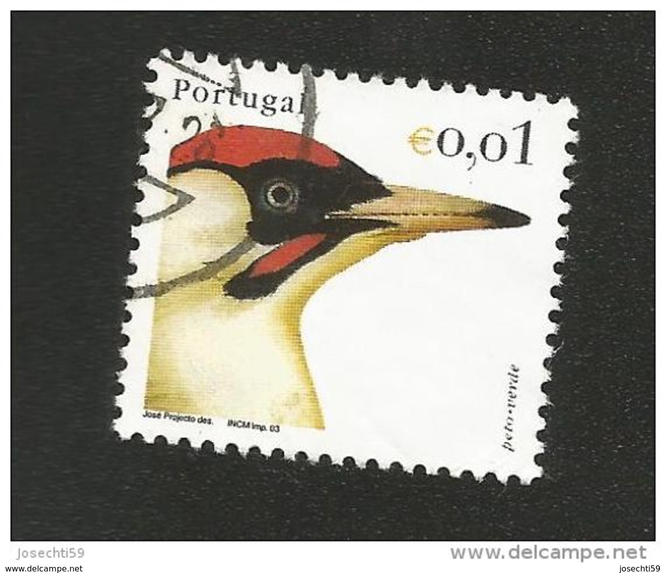 N° 2621 Oiseau Du Portugal Pic Vert Picus Viridis 0.01 € Oblitéré  Timbre Portugal 2003 - Oblitérés