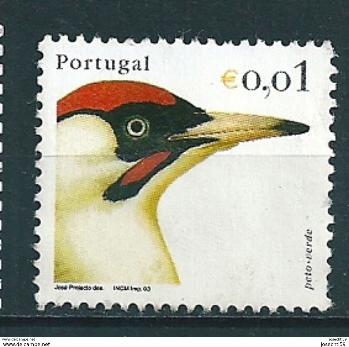 N° 2621 Oiseau Du Portugal Pic Vert Picus Viridis 0.01 € Oblitéré  Timbre Portugal 2003 - Oblitérés
