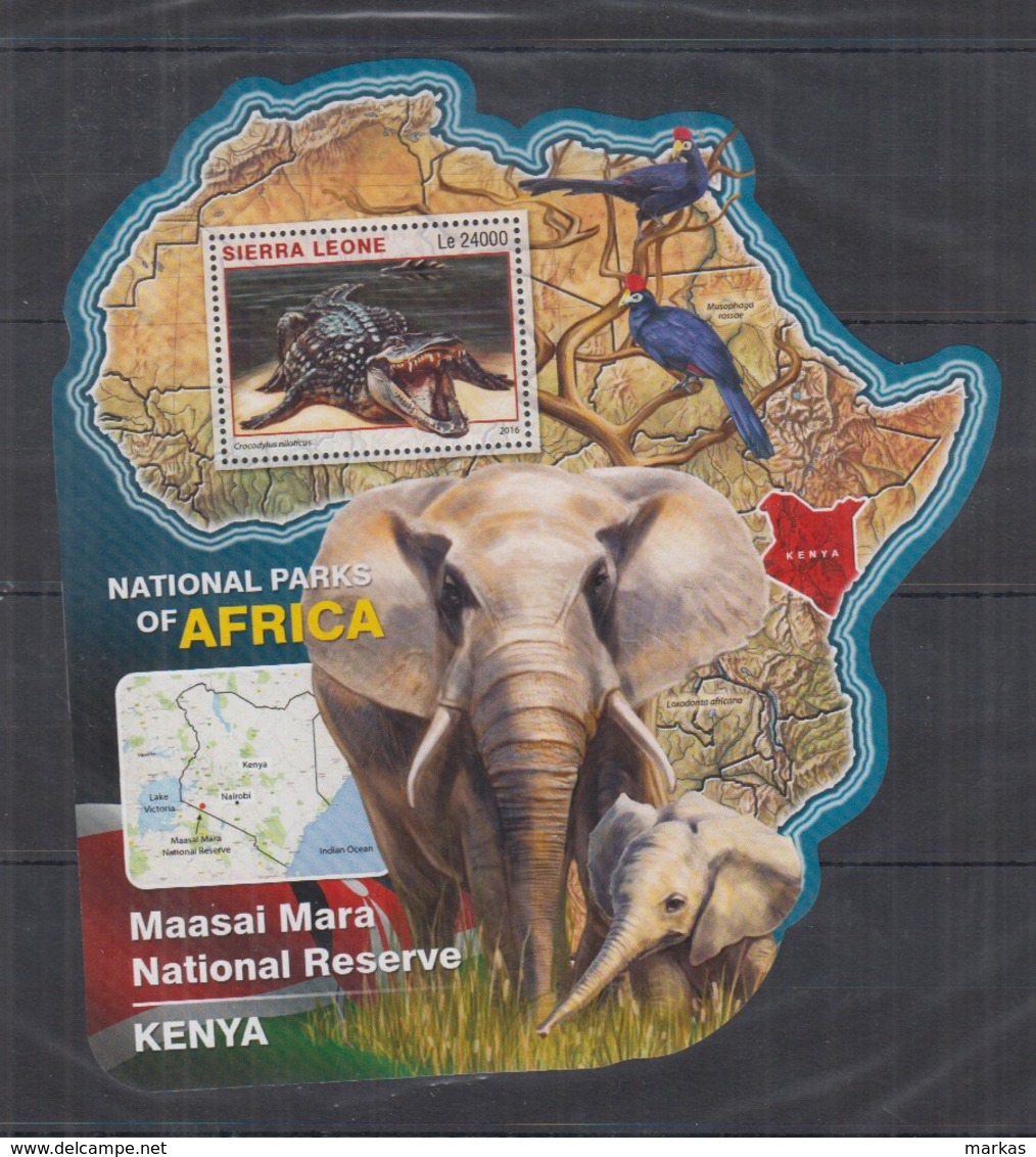 S664. Sierra Leone - MNH - 2016 - Fauna - Wild Animals - Parks Maasai Mara Bl - Autres & Non Classés