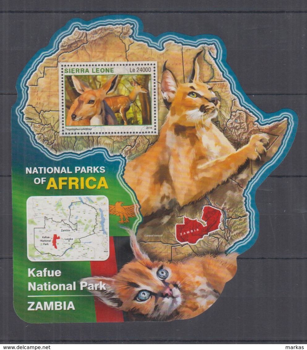 S664. Sierra Leone - MNH - 2016 - Fauna - Wild Animals - Parks Zambia - Bl - Autres & Non Classés