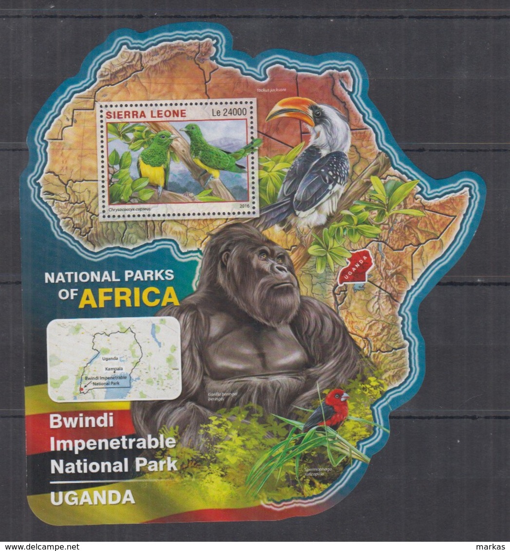 S664. Sierra Leone - MNH - 2016 - Fauna - Wild Animals - Parks Uganda - Bl - Autres & Non Classés