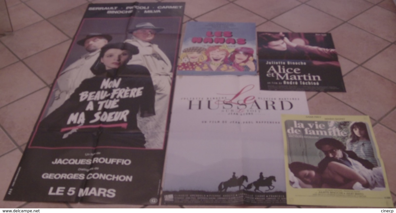 LOT 5 AFFICHES CINEMA FILMS Juliette BINOCHE LES NANAS VIE DE FAMILLE HUSSARD SUR LE TOIT MON BEAU-FRERE A TUE - Affiches & Posters