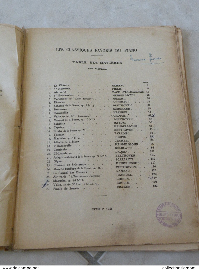 Les Classiques Favoris Du Piano -(Voir Les Photos Table Des 29 Titres)- Livre De Partition 139 Pages - Instruments à Clavier