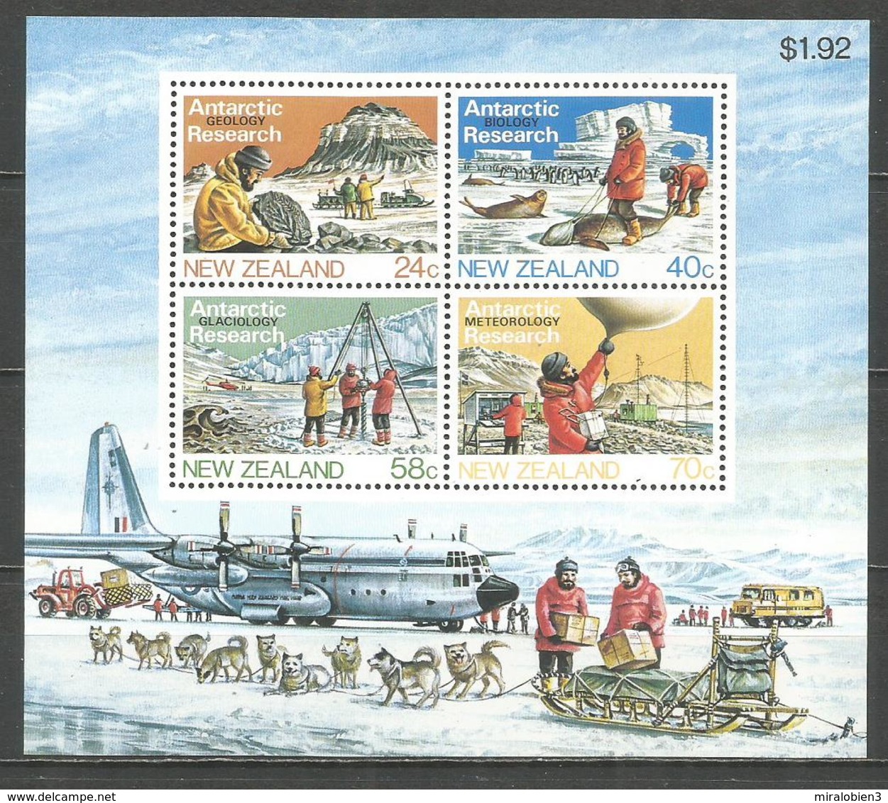 NUEVA ZELANDA HOJA BLOQUE YVERT NUM. 49 ** NUEVA SIN FIJASELLOS PRESENCIA EN LA ANTARTICA - Blocks & Sheetlets