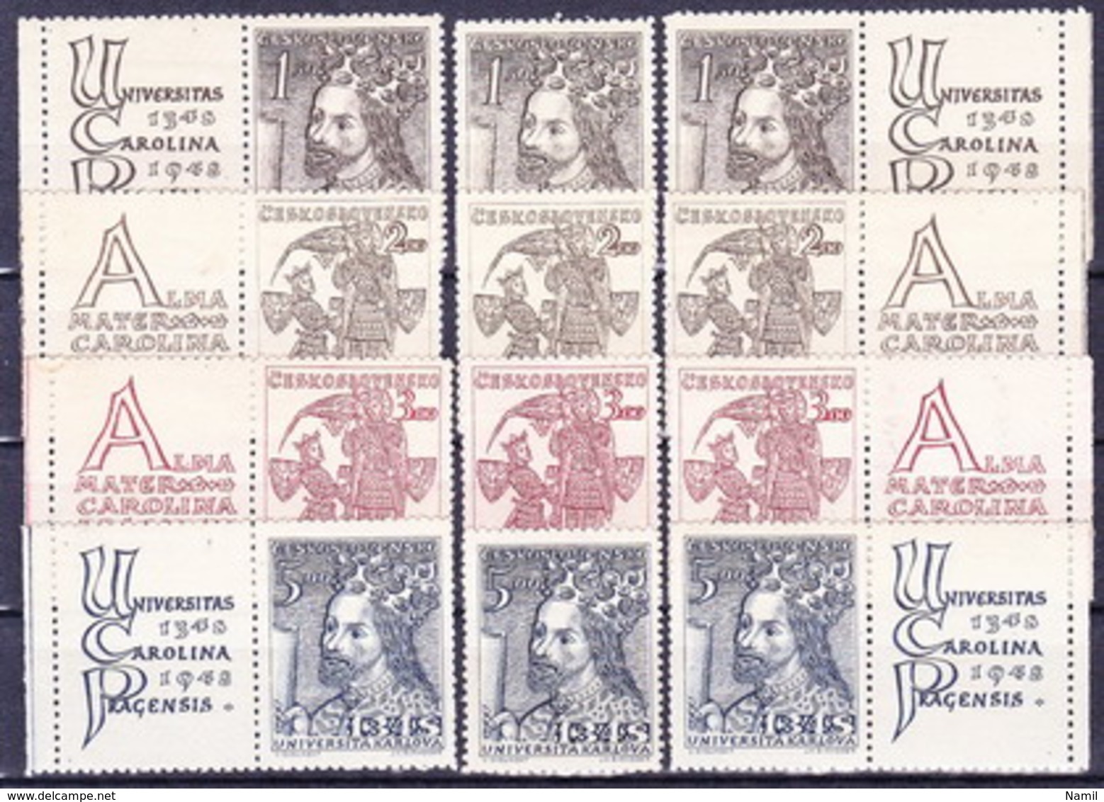 ** Tchécoslovaquie 1948 Mi 535-8+ Zf (Yv 467-70+vignettes), (MNH) - Ungebraucht