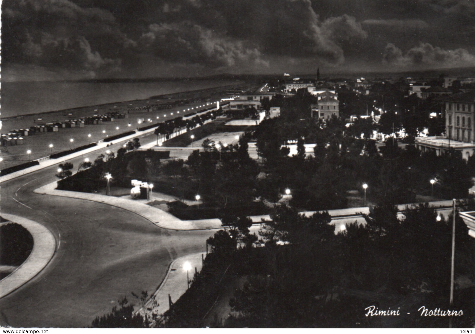 RIMINI-NOTTURNO-REAL PHOTO-VIAGGIATA 1962  -F.G - Rimini