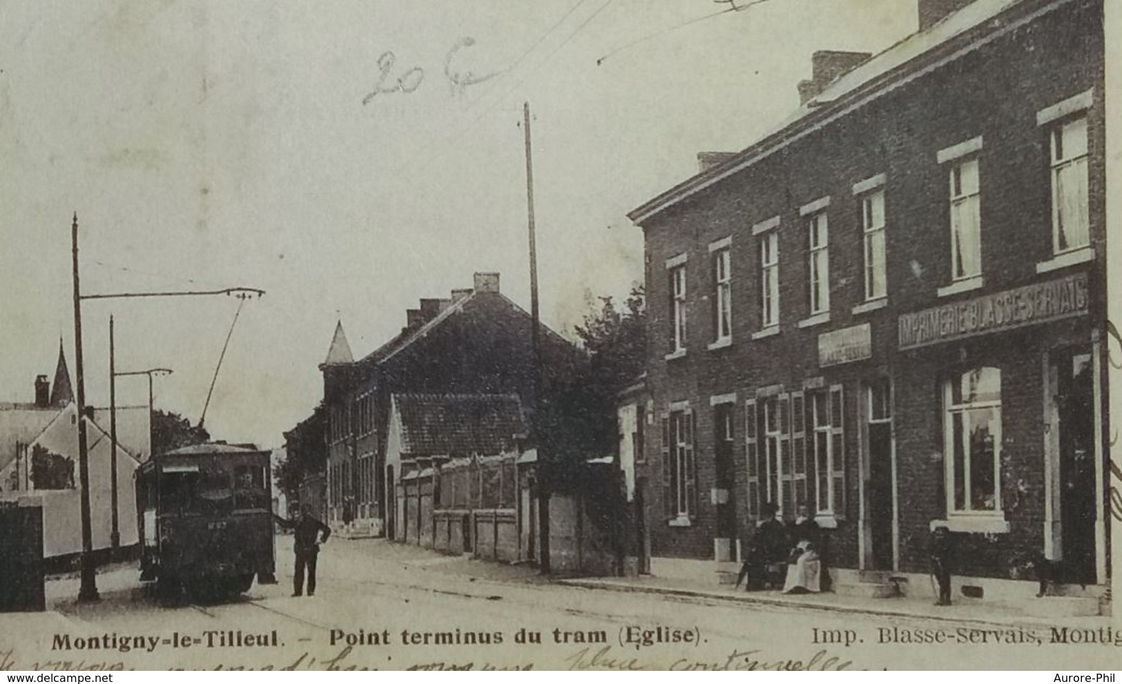 Montigny-le-Tillieul Point Terminus Du Tram Timbre N°58 Léopold II De Profil 10c (Imprimerie Blasse-Servais) - Charleroi