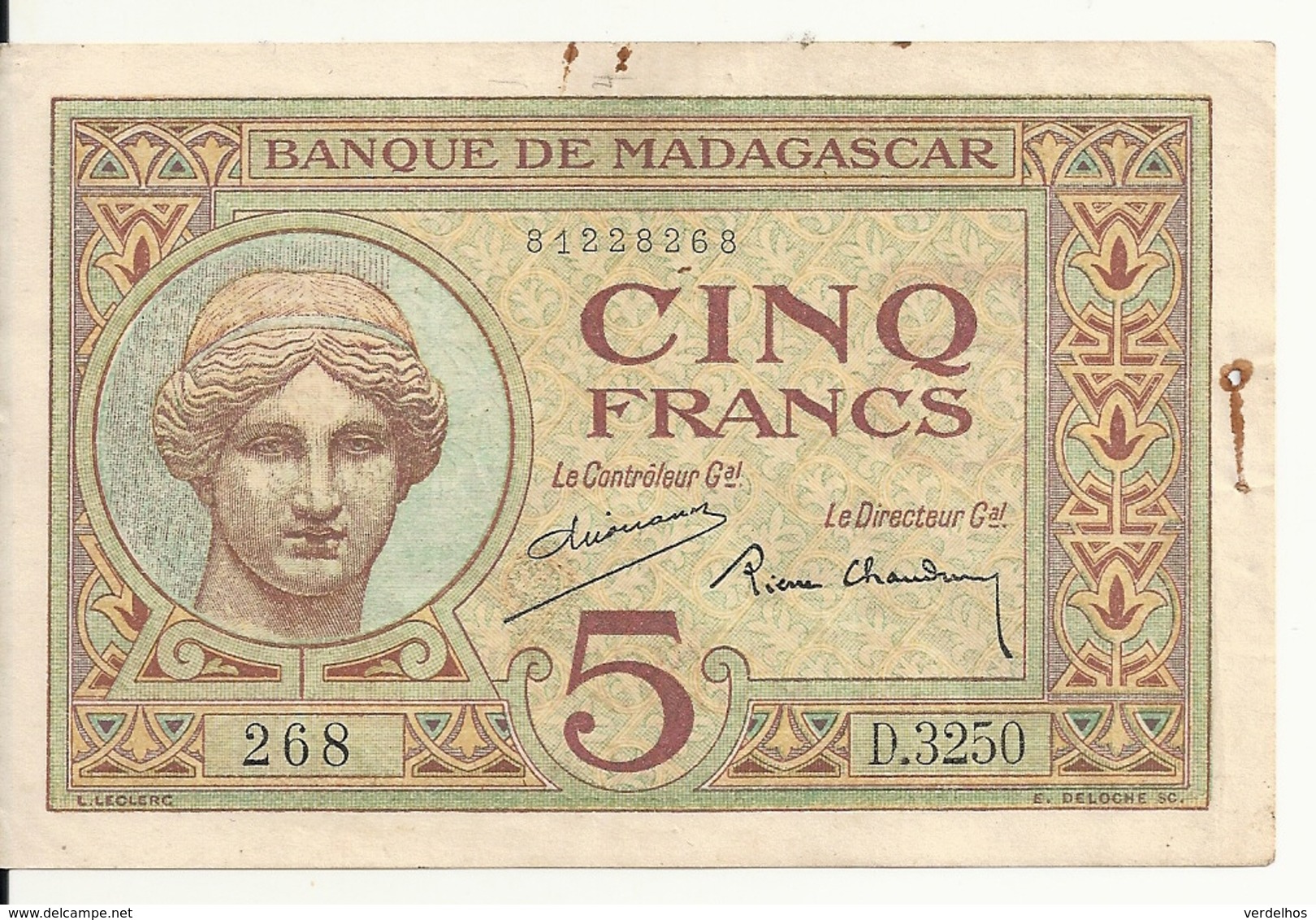 MADAGASCAR  5 FRANCS ND VF P 35 - Madagascar