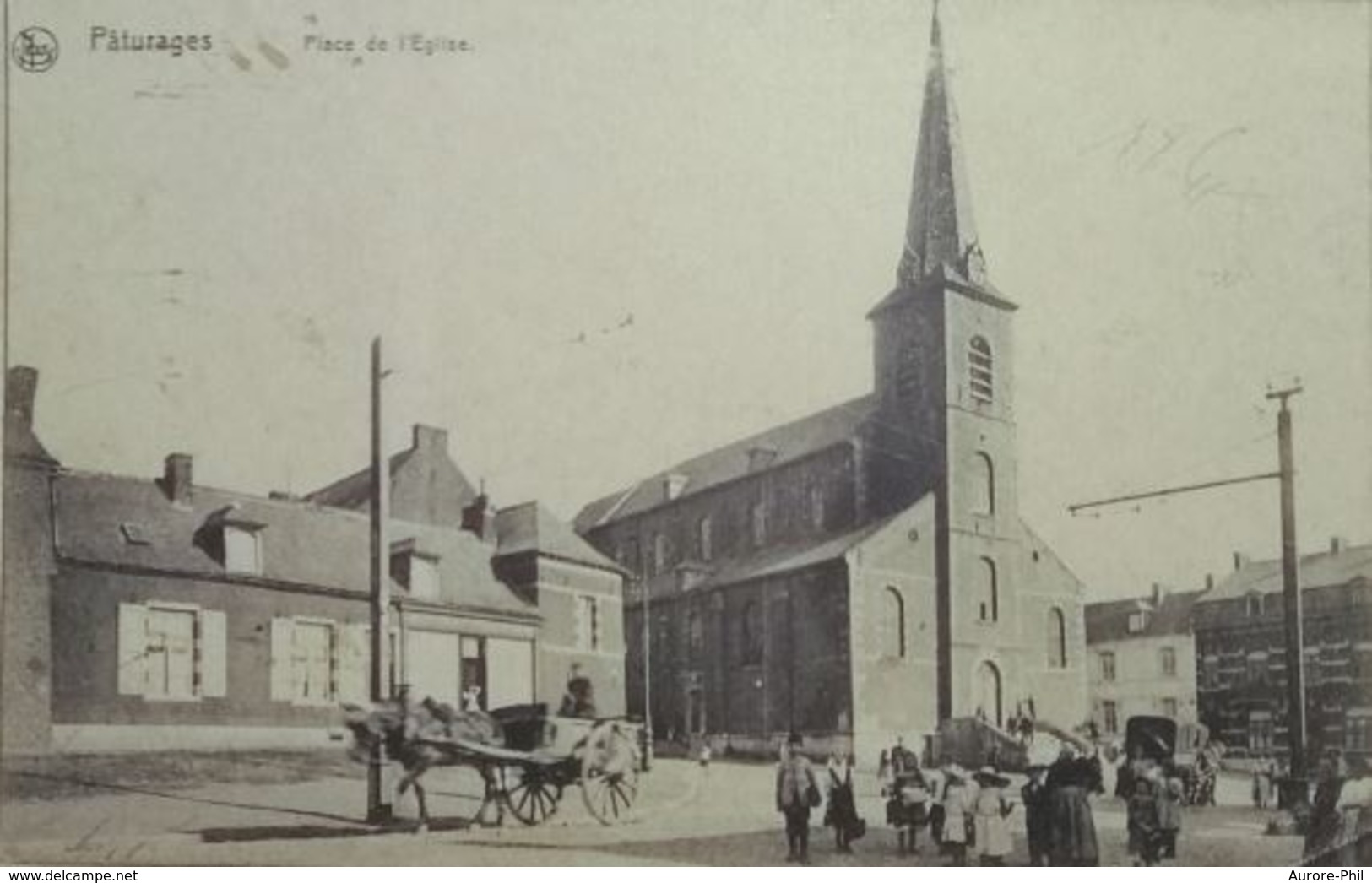 Pâturages Place De L'Eglise Avec Attelages (Papier Collant Coin Inf Gauche Voir Photo) - Colfontaine