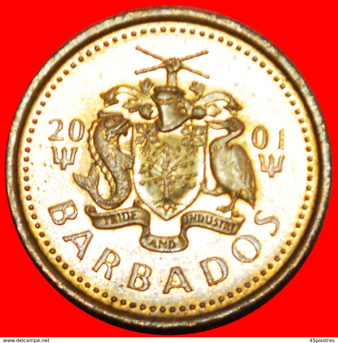 + GREAT BRITAIN (1973-2007): BARBADOS ★ 5 CENTS 2001 MINT LUSTER! LOW START ★ NO RESERVE! - Barbados (Barbuda)