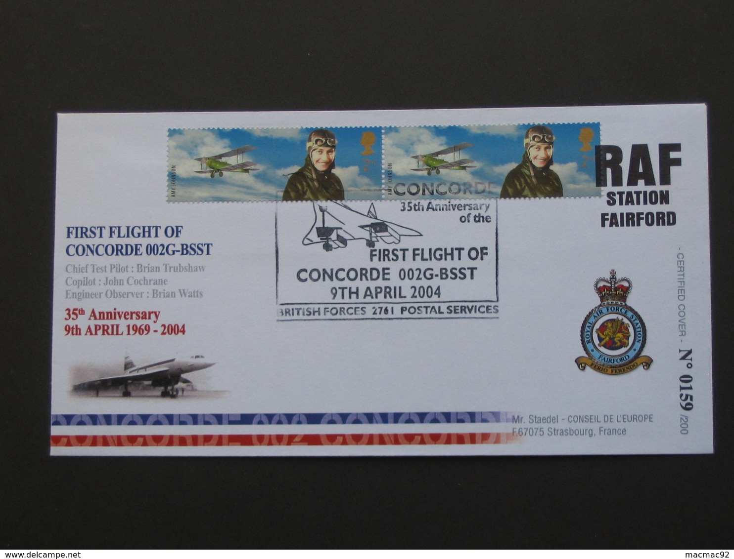 First Flight Of CONCORDE 002G-BSST - 35th Anniversary 9th  April 1969-2004--carte N°0159/200 **** EN ACHAT IMMEDIAT **** - Concorde