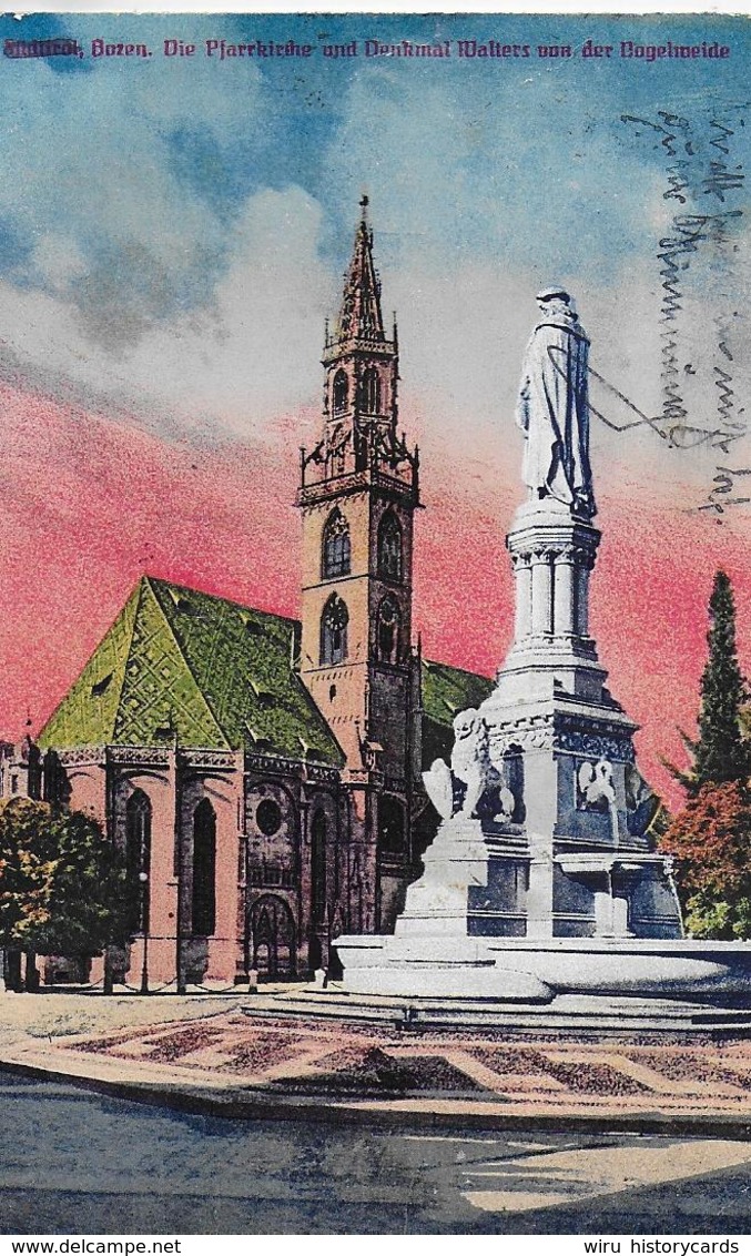 AK 0273  Bozen -  - Die Pfarrkirche Und Denkmal Walters Von Der Vogelweide Um 1923 - Bolzano (Bozen)