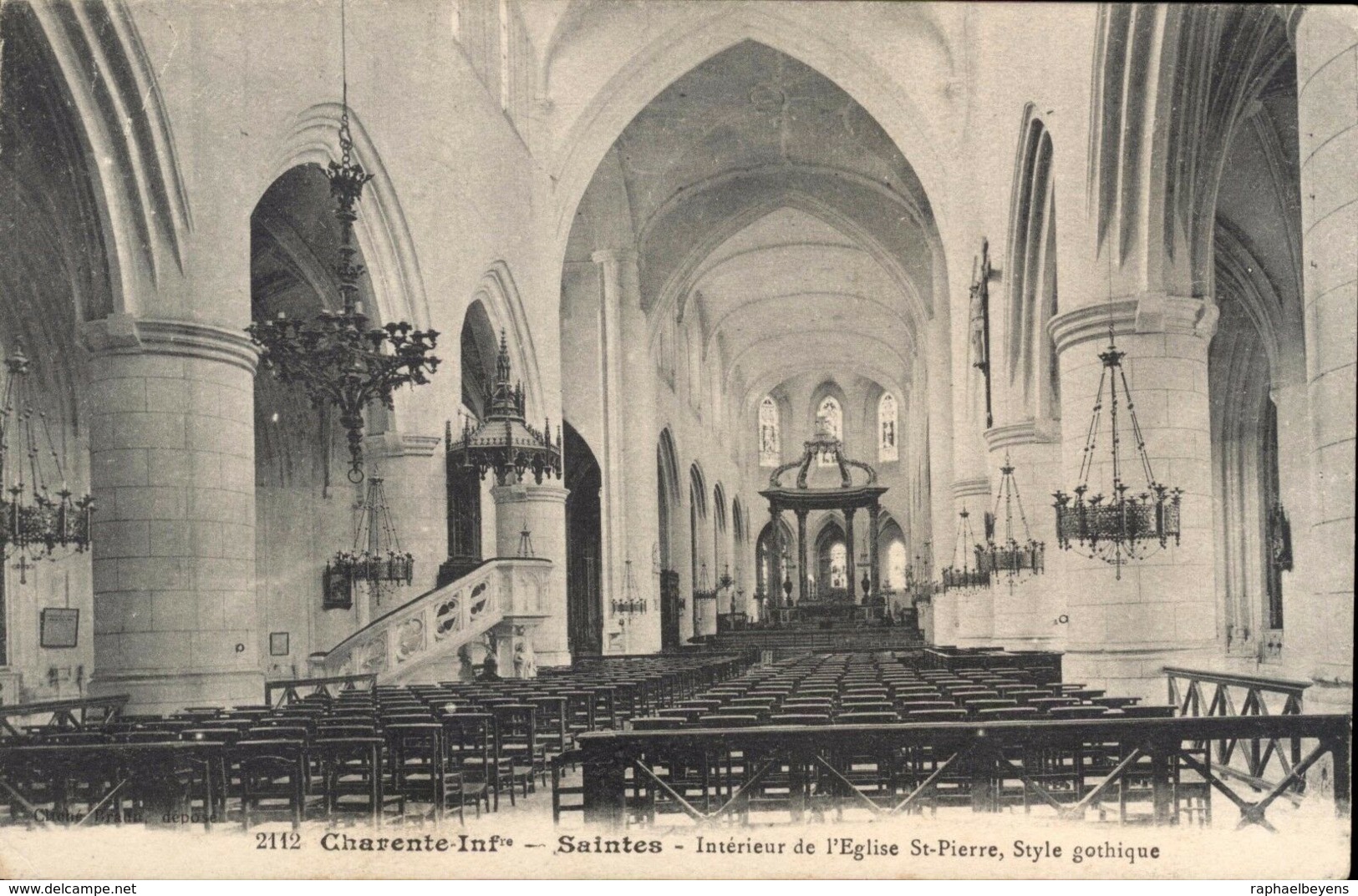 2112 Charente-infre Saintes Intérieur De L'Eglise St-Pierre Style Gothique 1915 - Saintes