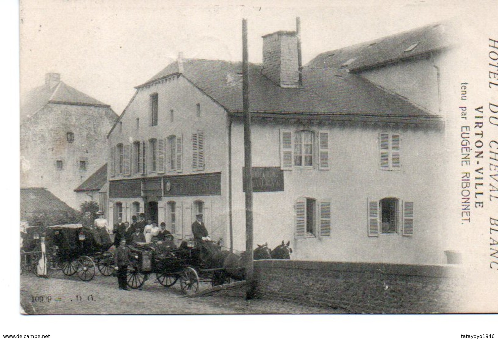 Virton-ville Hotel Du Cheval Blanc Eugene Ribonnet  Attelage Circulé En 1909 - Saint-Léger