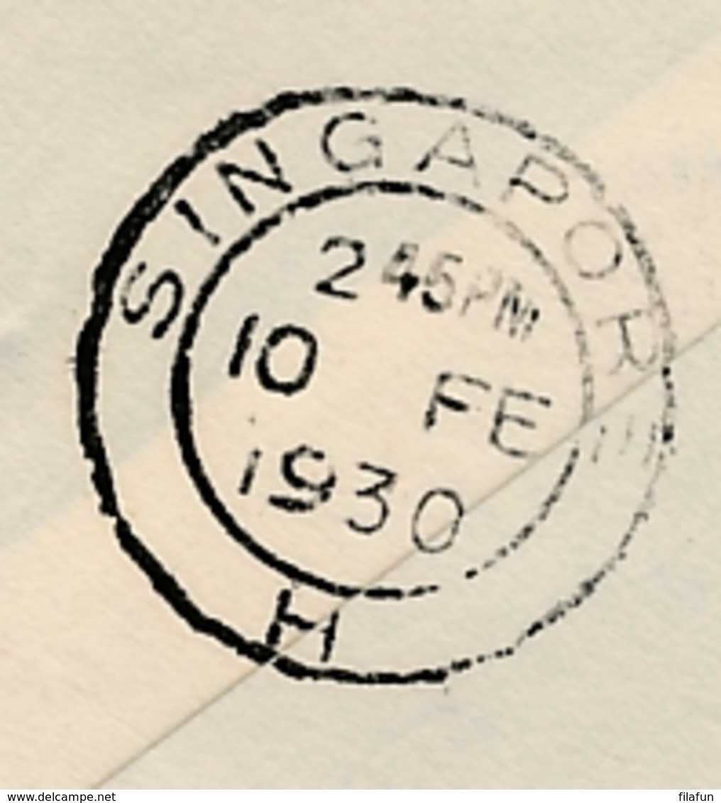 Nederlands Indië - 1930 - Mooie KNILM Envelop Met Eerste Vlucht Van Weltevreden Naar Singapore - Nederlands-Indië