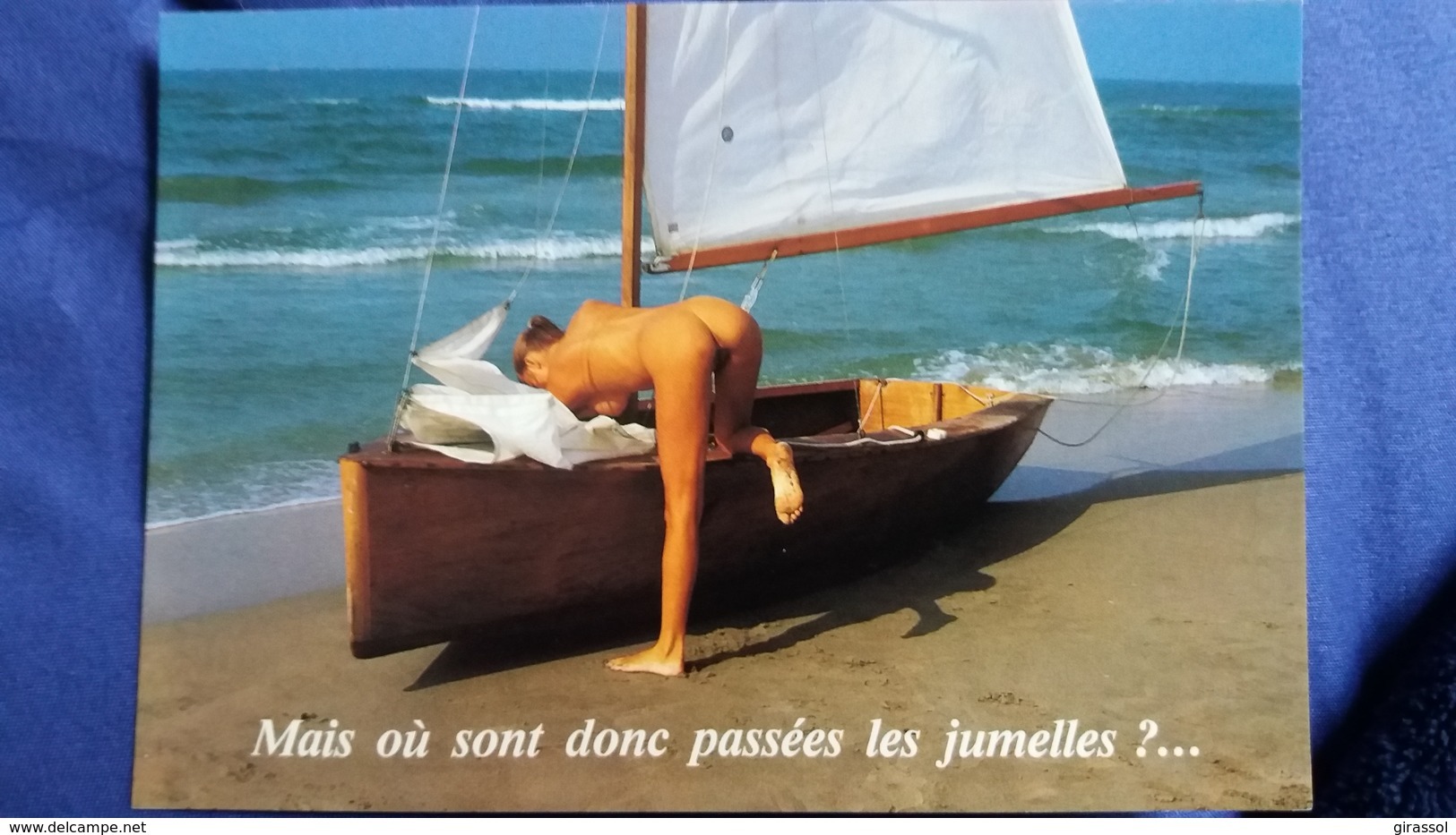 CPM PIN UP NU FEMME NUE NATURISME NUDISME VOILIER MAIS OU SONT DONC PASSEES MES JUMELLES ? - Pin-Ups