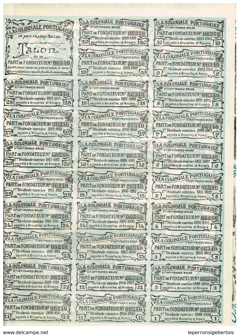 Titre Ancien - La Coloniale Portugaise - Société Anonyme Franco-Belge -Titre De 1899 - Déco - Afrique