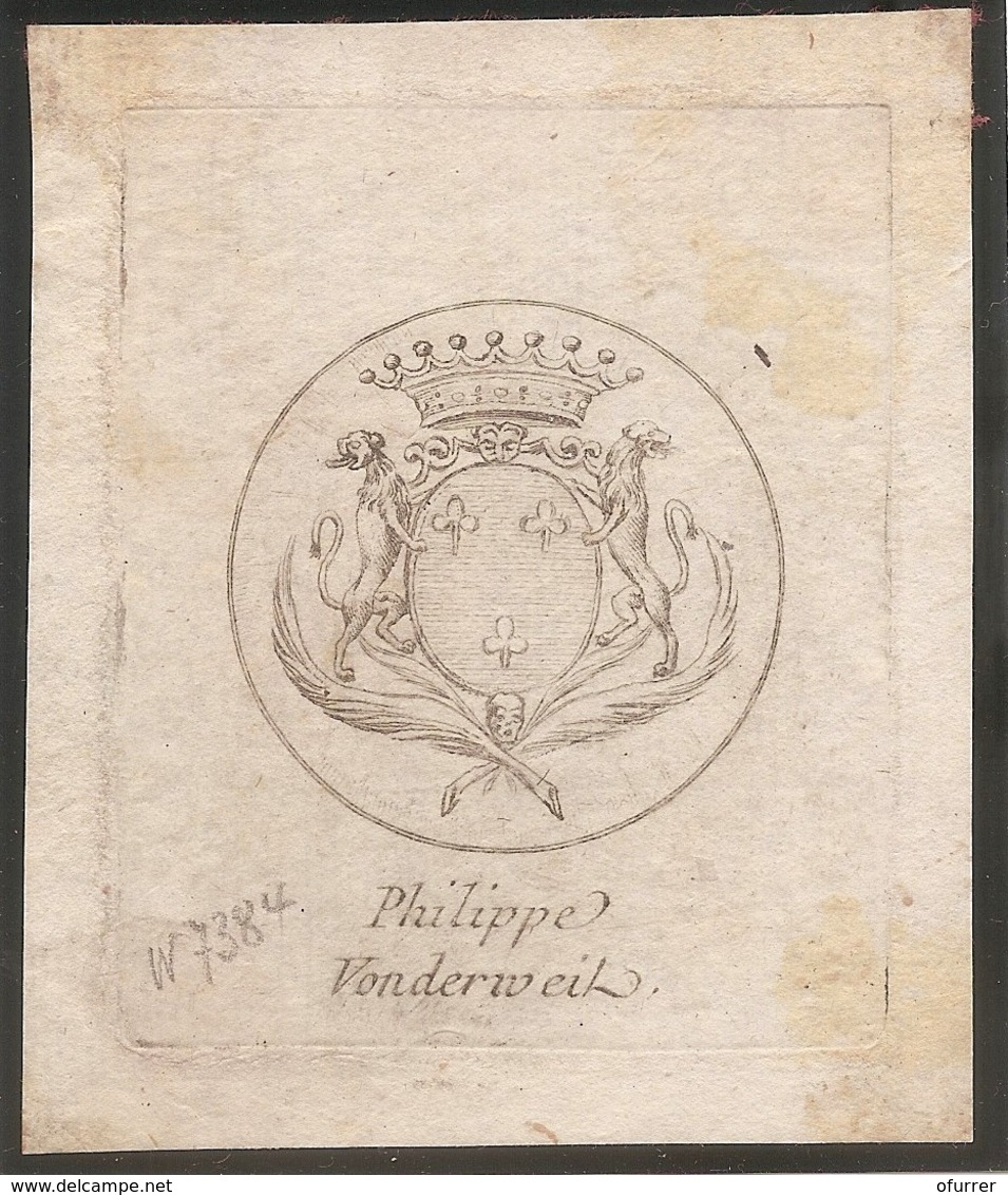 Ex-libris Jacques-Philippe-Joseph Von Der WEID (1730-1801). Fribourg. - Ex-libris