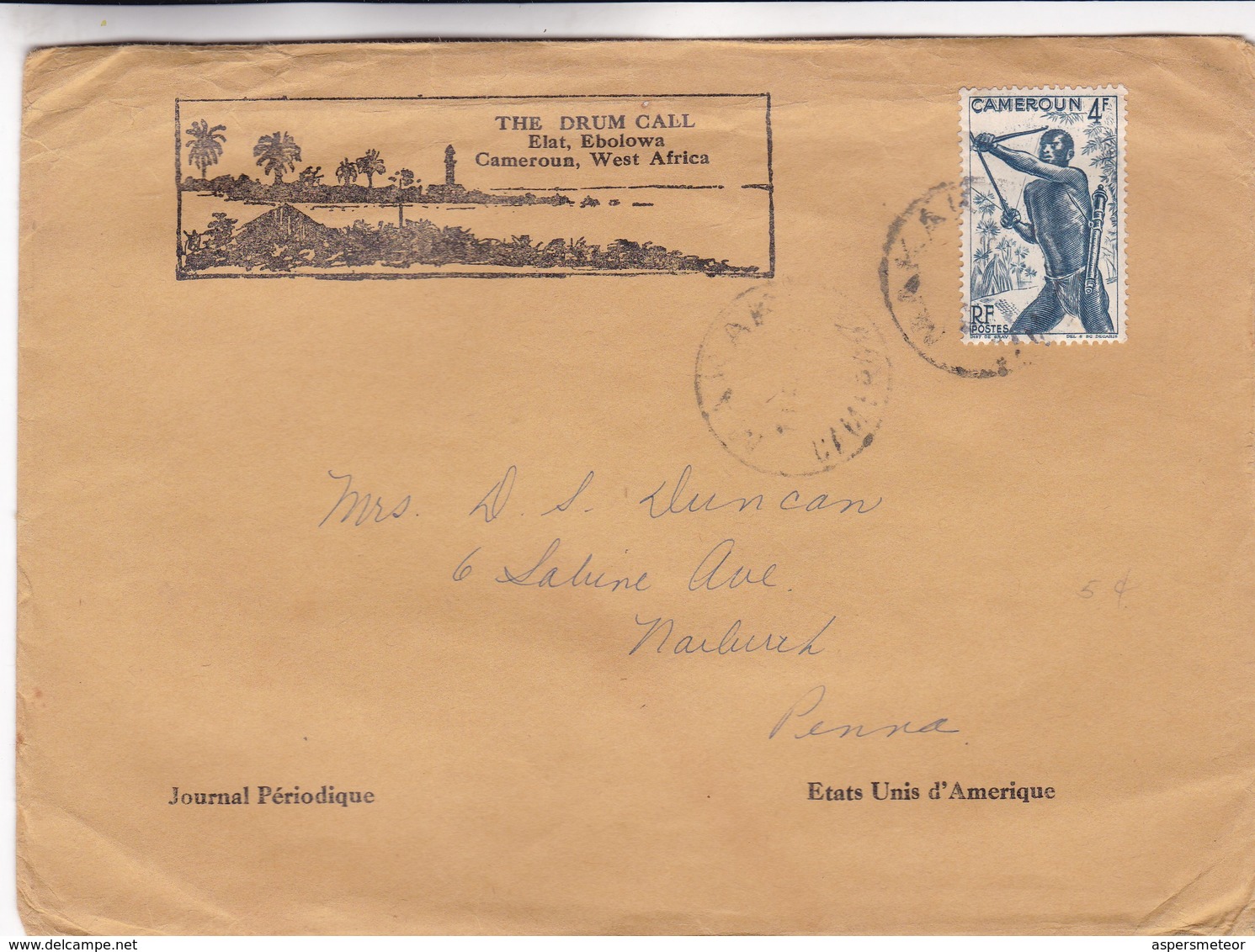 1940'S COVER CIRCULEE CAMEROUN TO USA, BANDELETA PARLANTE - BLEUP - Cartas & Documentos