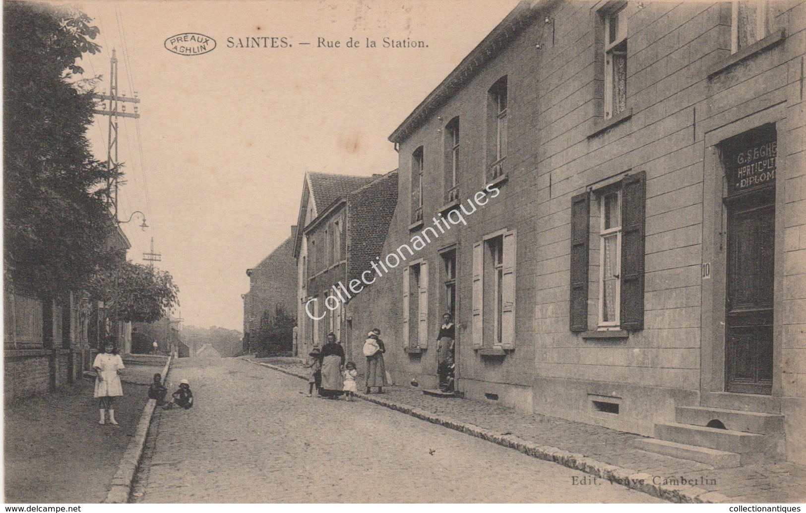 CPA Saintes Rue De La Station Préaux Aghlin - Tubize