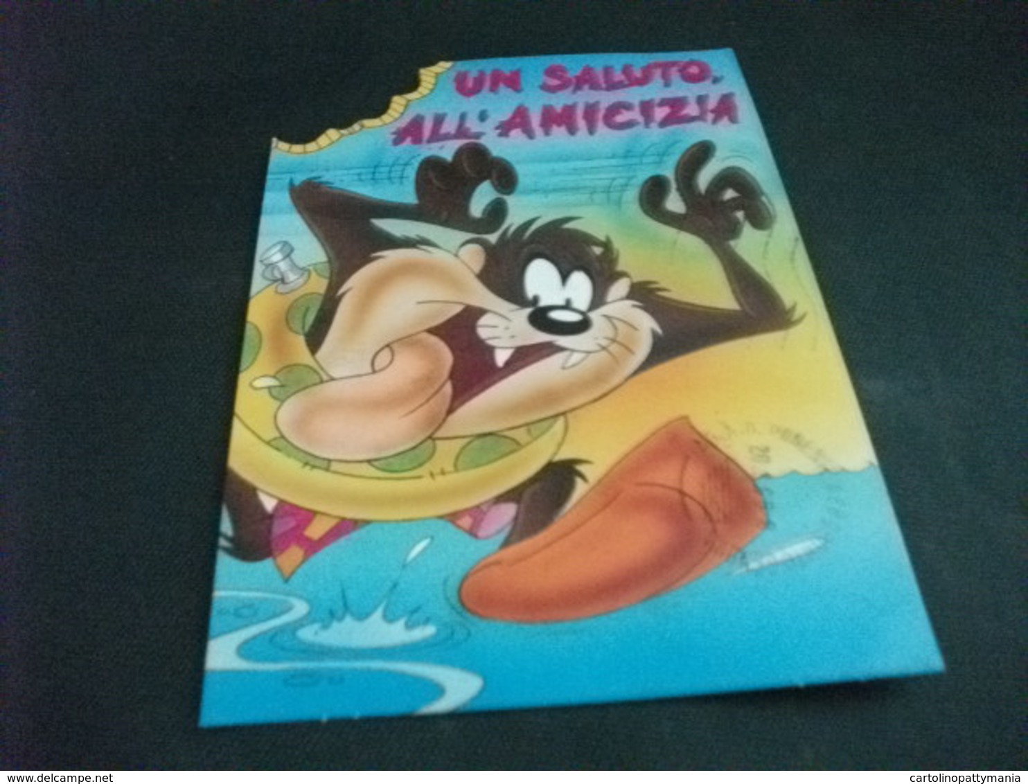 TAZ MANIA WARNER BROS CARTOLI  UN SALUTO ALL'AMICIZIA CARTOLINA CON MORSO TASMANO - Humor