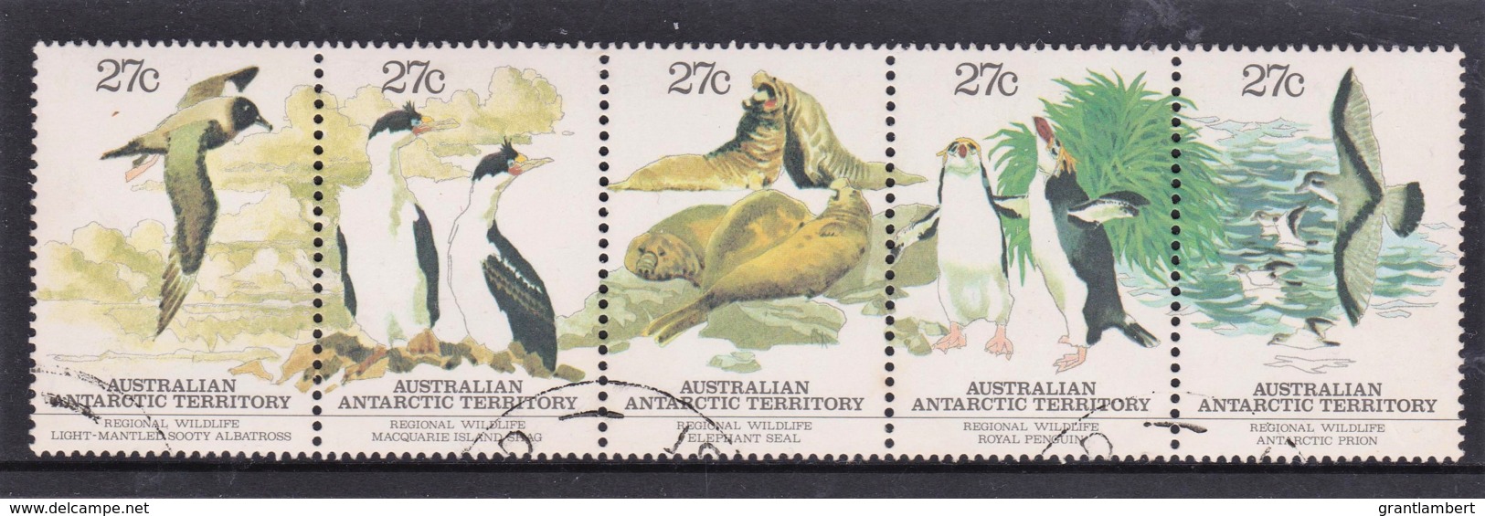 Australian Antarctic 1983 Regional Wildlife Strip Of 5 CTO - Usati