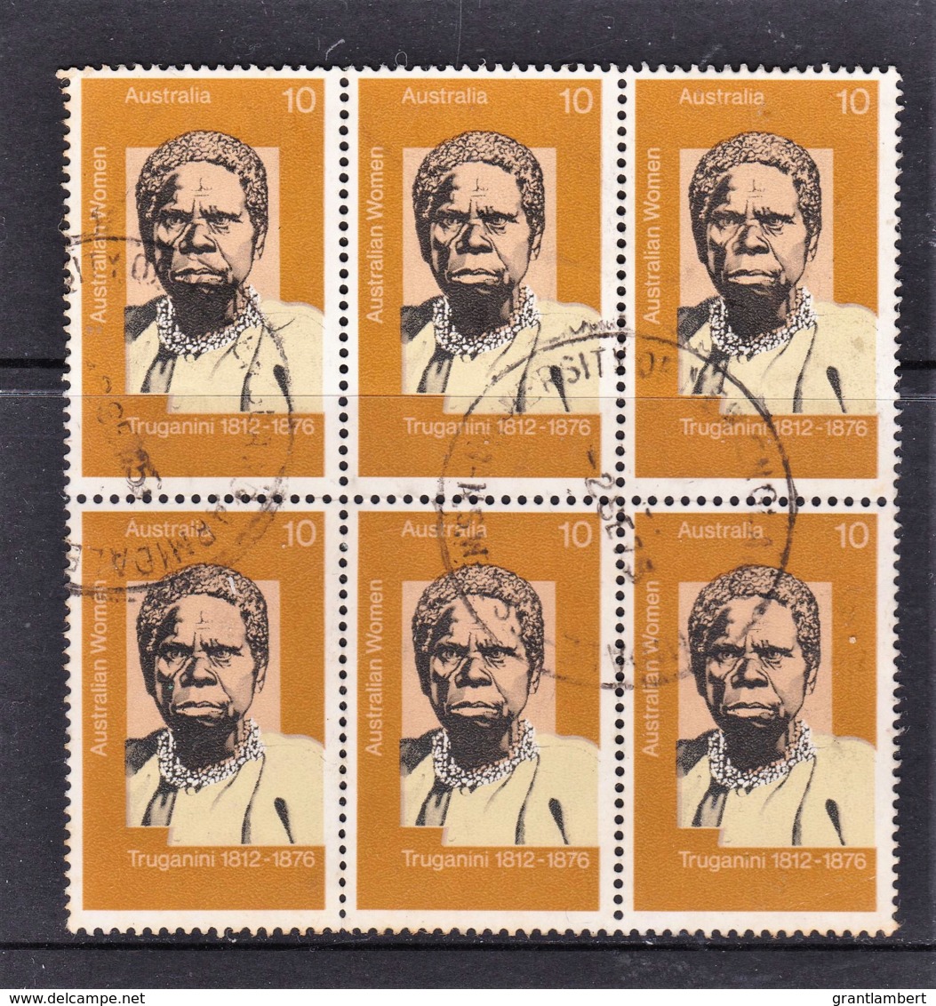 Australia 1975 Famous Women 10c Truganini - Last Aboriginal Tasmanian - Block Of 6 Used - Gebruikt