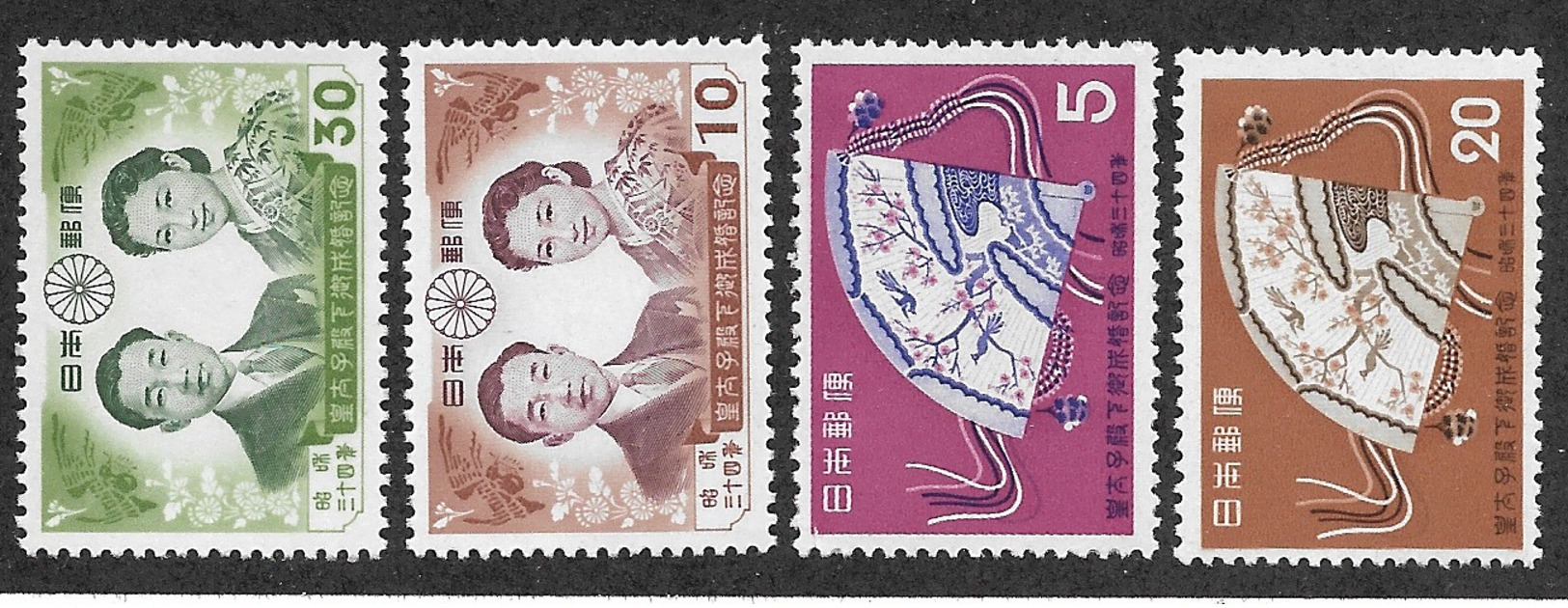 Japan,  Scott 2019 # C667-670,  Issued 1959,  Set Of 4,  MNH,  Cat $ 4.10 - Unused Stamps