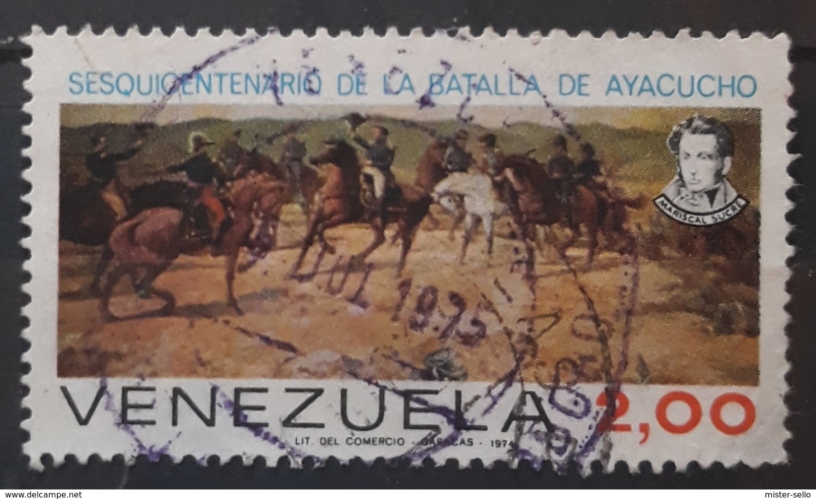 VENEZUELA 1974 The 150th Anniversary Of Battle Of Ayacucho. USADO - USED. - Venezuela