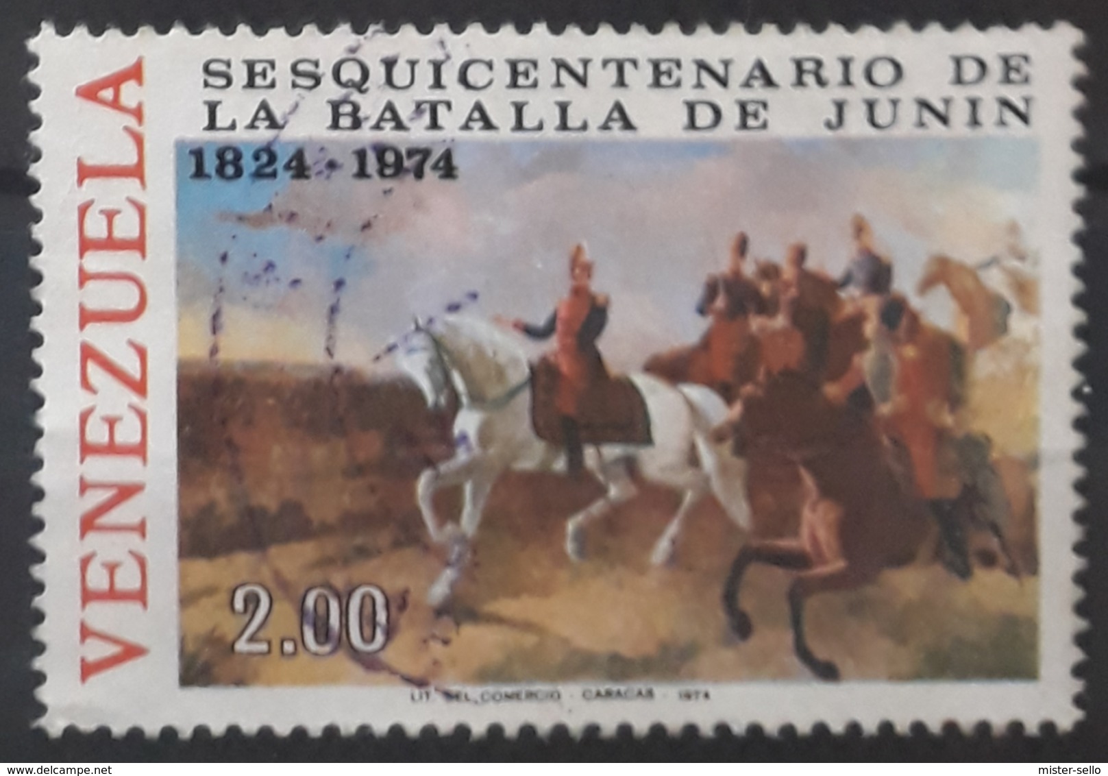 VENEZUELA 1974 The 150th Anniversary Of Battle Of Junin. USADO - USED. - Venezuela